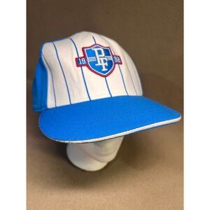 Phat Farm Vintage Fitted Hat 7 3/8 Blue White Pinstripe Embroidered Logo 1992